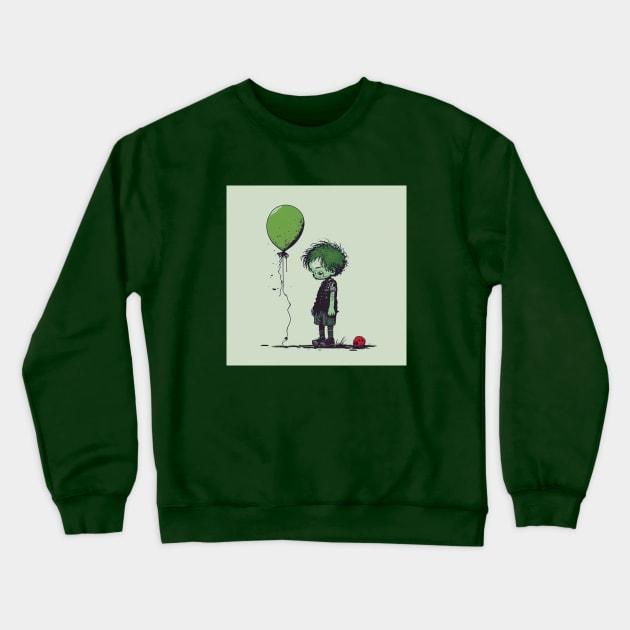 Illustration of Upset Zombie and Balloon Crewneck Sweatshirt by KOTYA